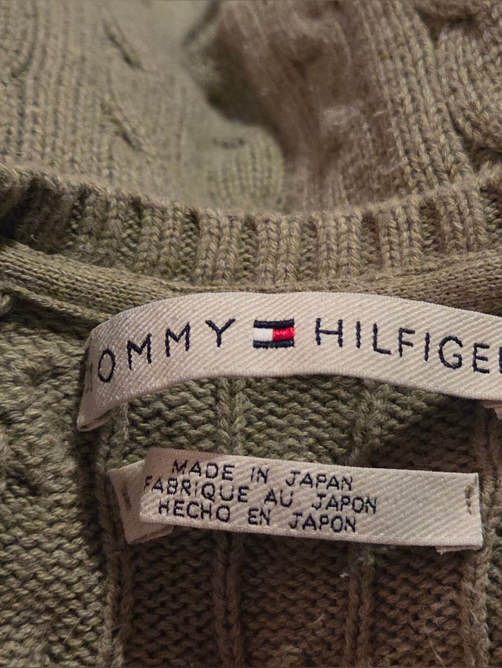 Tommy Hilfiger Women's Cable Knit Crewneck Sweater - Beige - Picture 3 of 3
